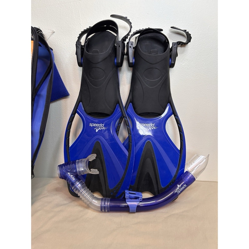 Speedo Dive Snorkel Set Fin and Snorkel Junior L/XL Backpack Swimming